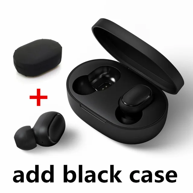 Original Xiaomi Mi Redmi AirDots Earphone Bluetooth 5.0 Wireless headset Noise Reduction stereo Headphone Earbuds Handsfree - Цвет: add black case