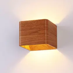 Современный простой ДРЕВЕСНОГО ЦВЕТА алюминиевый Cube светодио дный 6 Вт бра для фойе прикроватная прохода коридор Крытый осветительное