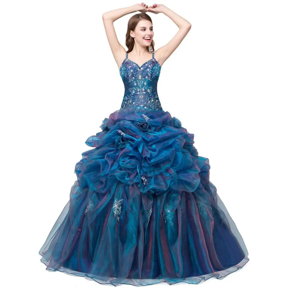 ANGELSBRIDEP дешевые пышные платья для 15 лет с бисером V образным вырезом бальное платье vestidos De 15 Anos - Цвет: Color As Photo