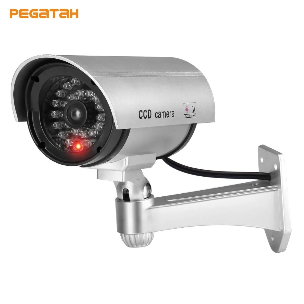 

Fake Camera with AA Battery for Outdoor/ Indoor Surveillance Security Dummy Camera Bullet CCTV Home Security Camera