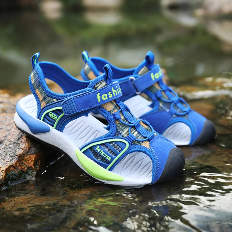 

ULKNN Boys sandals black version 2019 summer new children's Baotou sandals non-slip soft bottom baby beach shoes kids sandalies