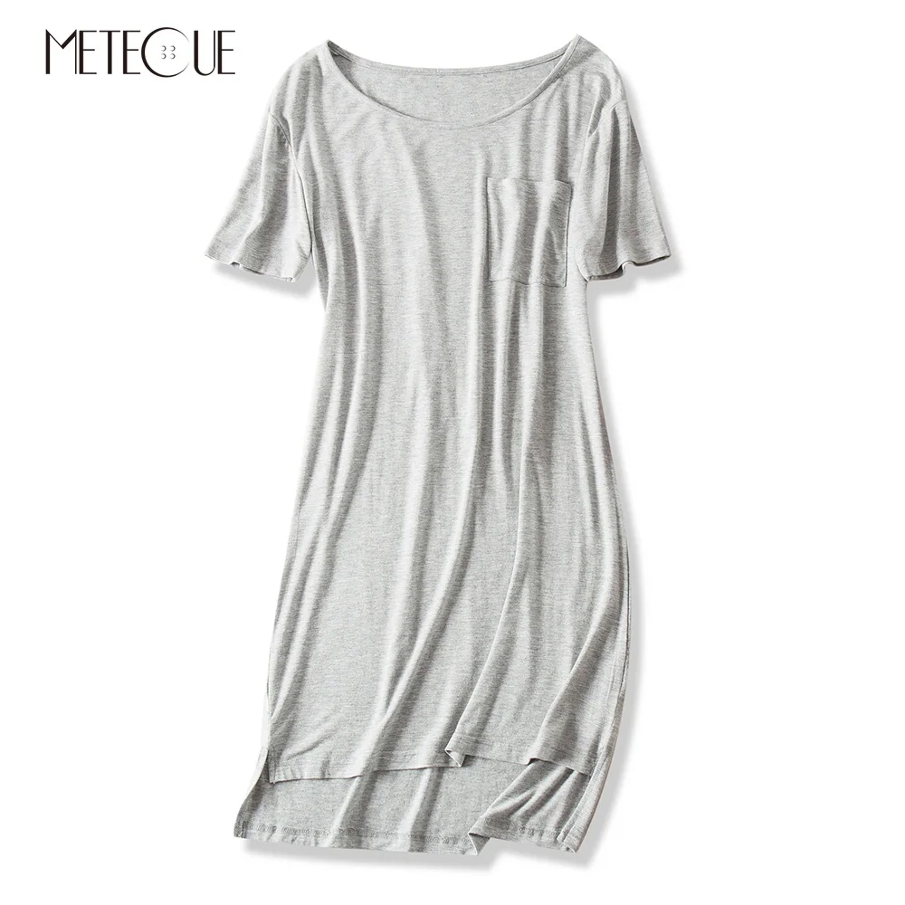 

Pocket Decoration Breathable Modal Woman T-shirt Dress Casual O Neck Short Sleeve A Line Soft Women Mini Dresses Summer 2019