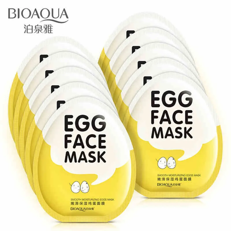 

10Pcs BIOAQUA Egg Facial Masks Oil Control Brighten Wrapped Mask Tender Moisturizing Face Mask Skin Care moisturizing mask