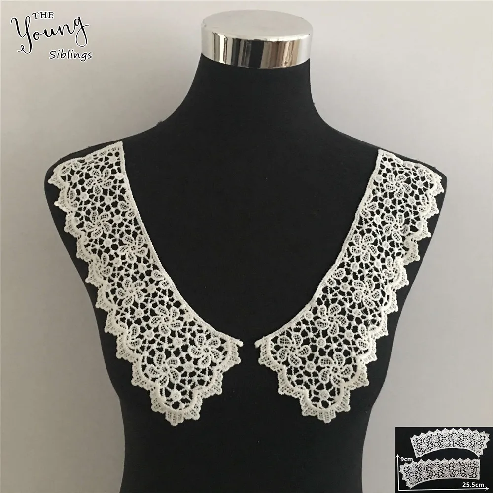 

High quality White Lace Fabric Embroidered Applique Neckline Lace Collar DIY Clothing Accessories Craft Sewing Supplies YL1427