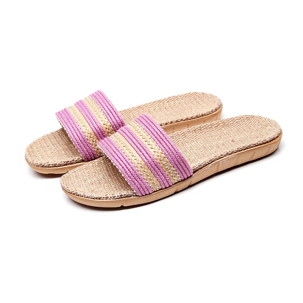 JAYCOSIN Fashion Slippers 2019 Women s Hemp Fashion Anti-slip Linen Home Indoor Open Toe Flat Shoes Beach Slippers APR10