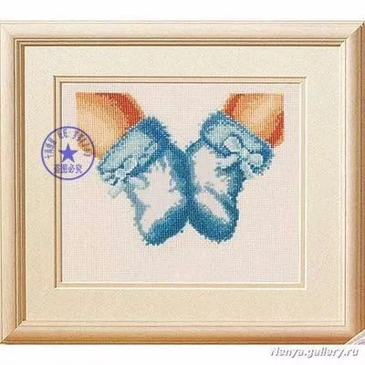 CS-1633 Cross Stitch Kit Booties Birth Record Baby Infant Child Tiny Feet Foot cervaco
