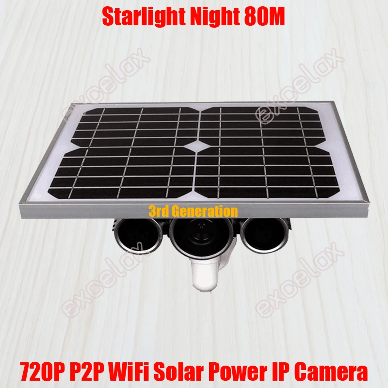 720P 1 Megapixel WiFi P2P AP Solar Power Battery IP Camera Starlight Night 80M Wireless Network Bullet Camera Outdoor Waterproof