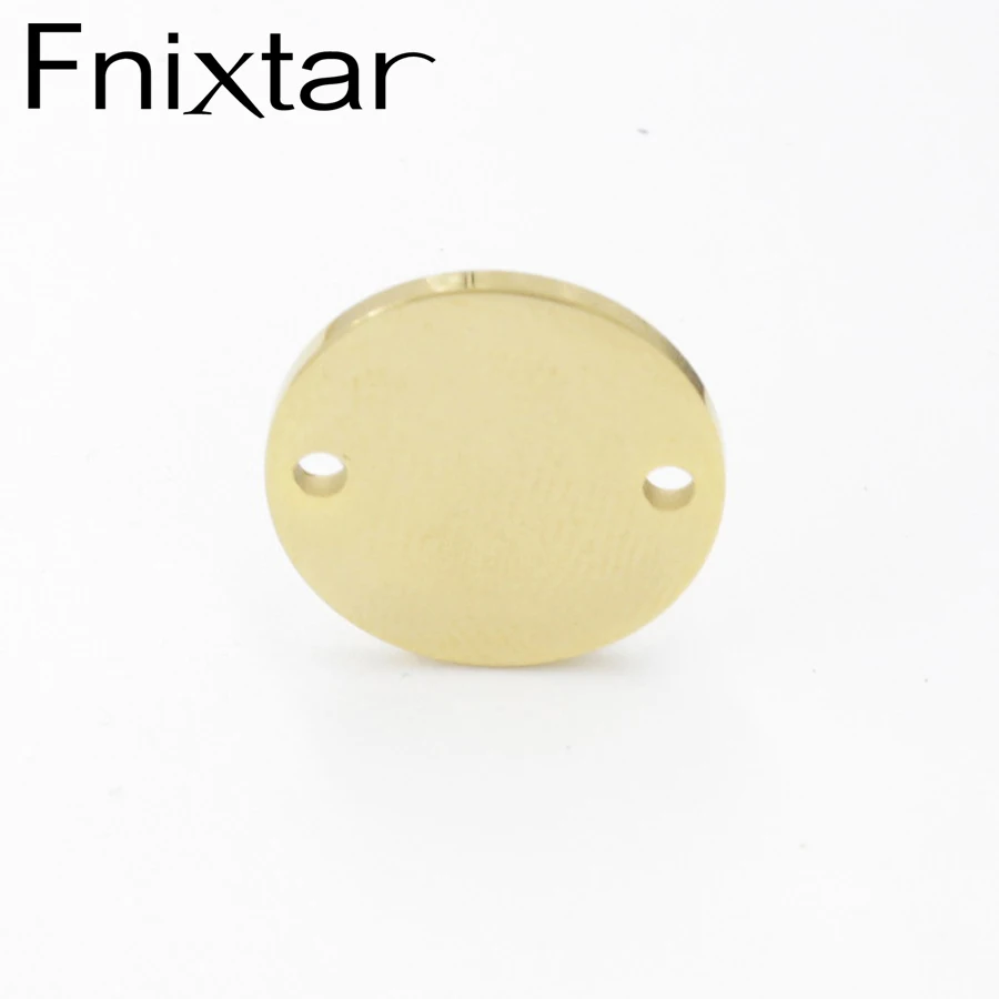 

Fnixtar 8-25mm Mirror Polishe Stainless Steel Stamping Blank Disk Connector Two Inner Hole Gold Color DIY Charm Discs20piece/lot
