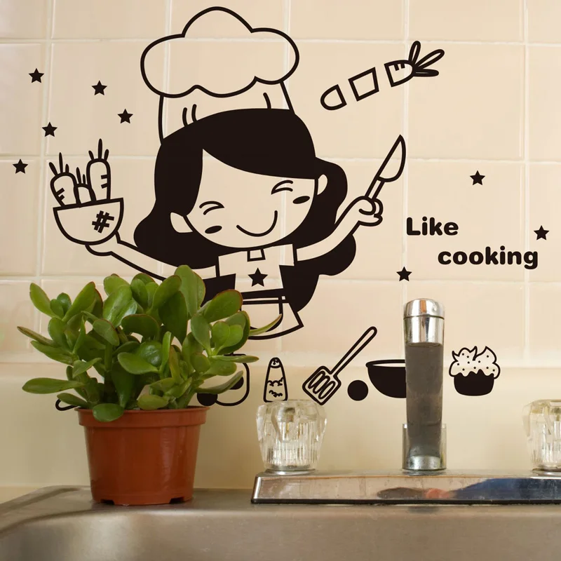 

Cartoon Like cooking kitchen Wall Sticker Kitchen restaurant decoration Mural Art Decals home decor stickers wallpaper