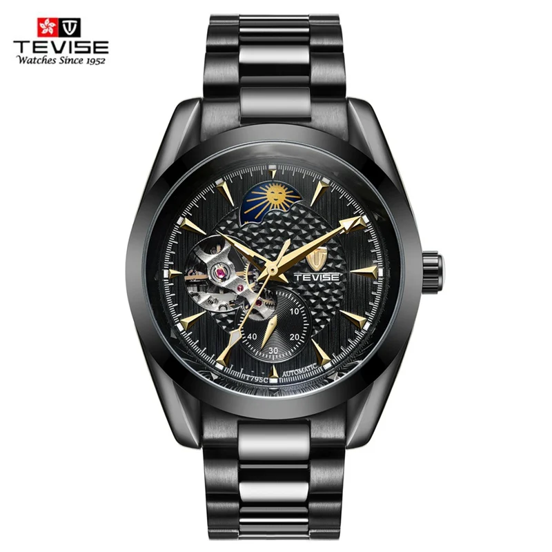 TEVISE Watch Men Moon Phase Mechanical Watches Luminous Automatic Watch Waterproof Steel Fashion Business Wristwatches Male (24)