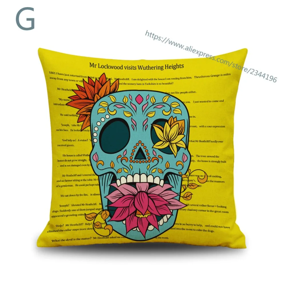 printed skull pillowcases 45*45cm terminator linen pillow cases red