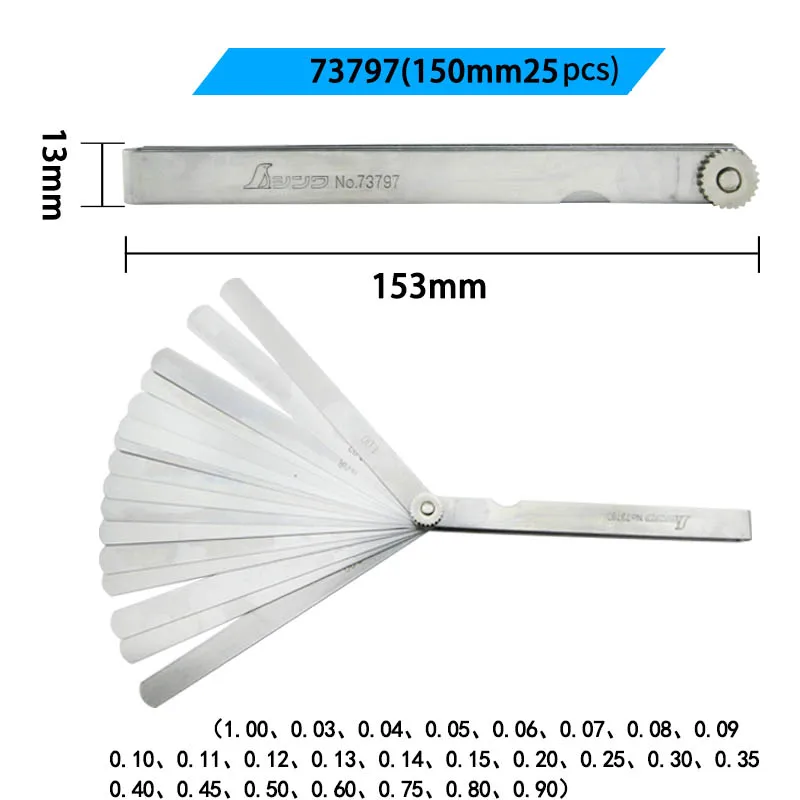 SHINWA Feeler Gauge Gap Ruler Carbon Tool Steel High Precision For Clearance Gap Measurement