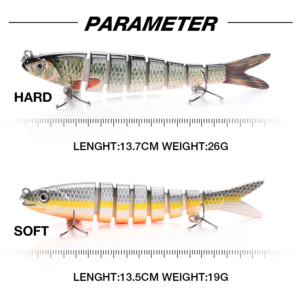 8 сегментная рыболовная приманка Щука воблеры 13 см 26 г Swimbait Бас/рыболовные