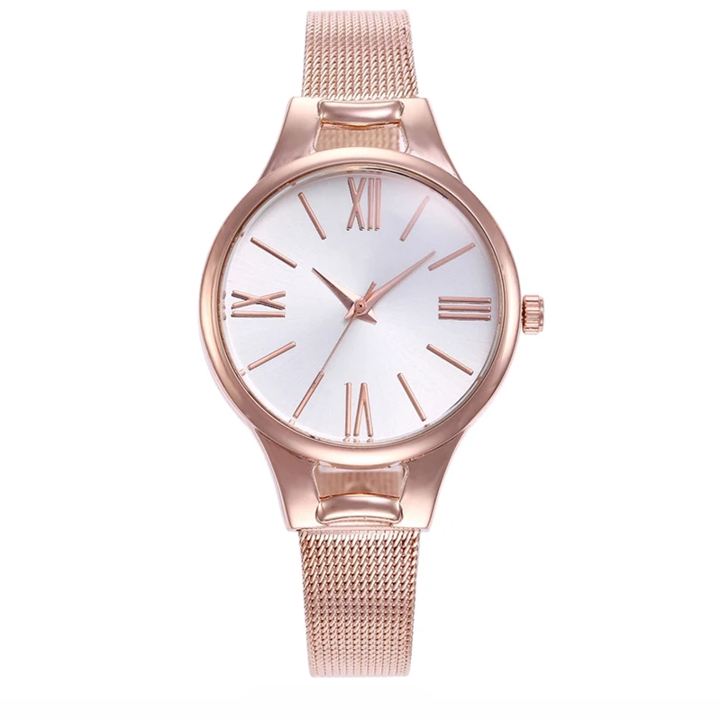 

Women's Gold Stainless Steel Mesh Watch Factory direct Alloy Two-color Fine Mesh Belt Ladies Watch Roman Scale Quartz Watch