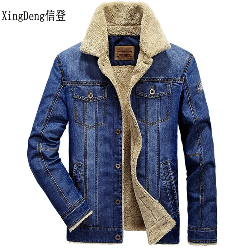 

Xingdeng Men cowboy jacket coats clothing denim jackets Fashion mens jeans thick warm winter outwear male cotton clothes