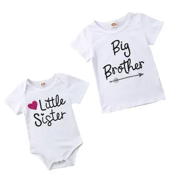 

Summer Kids Baby Short Sleeve Little Sister Bodysuits Jumpsuits Big Brother Cotton T-shirt Tee Kids Clothes For Age 0-5T