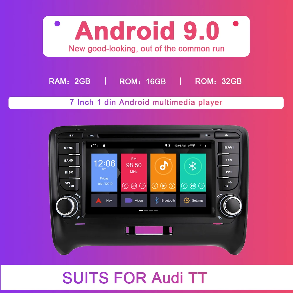 Sale 2 Din Android 9.0 Car DVD GPS Player For AUDI TT MK2 8J 2016 2007 2008 2009 2010 2011 2012014 Multimedia stereo Navigation Radio 3