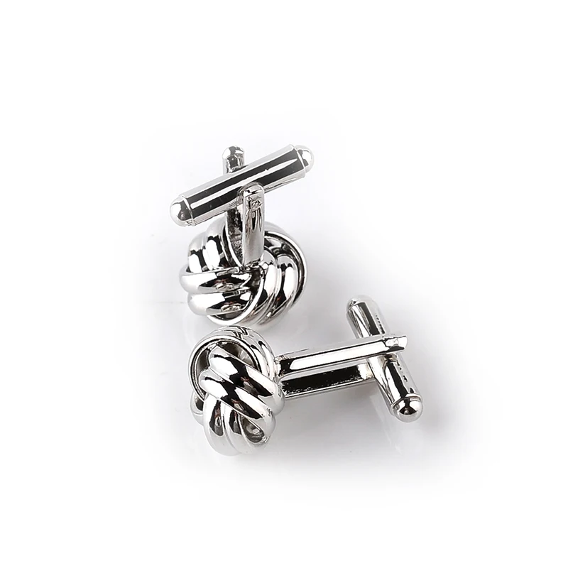 High Quality Knot Cufflinks For Men Shirt Cufflinks Gold Silver Plated Business & Wedding French Grooms Shirt Brand Cuff Links