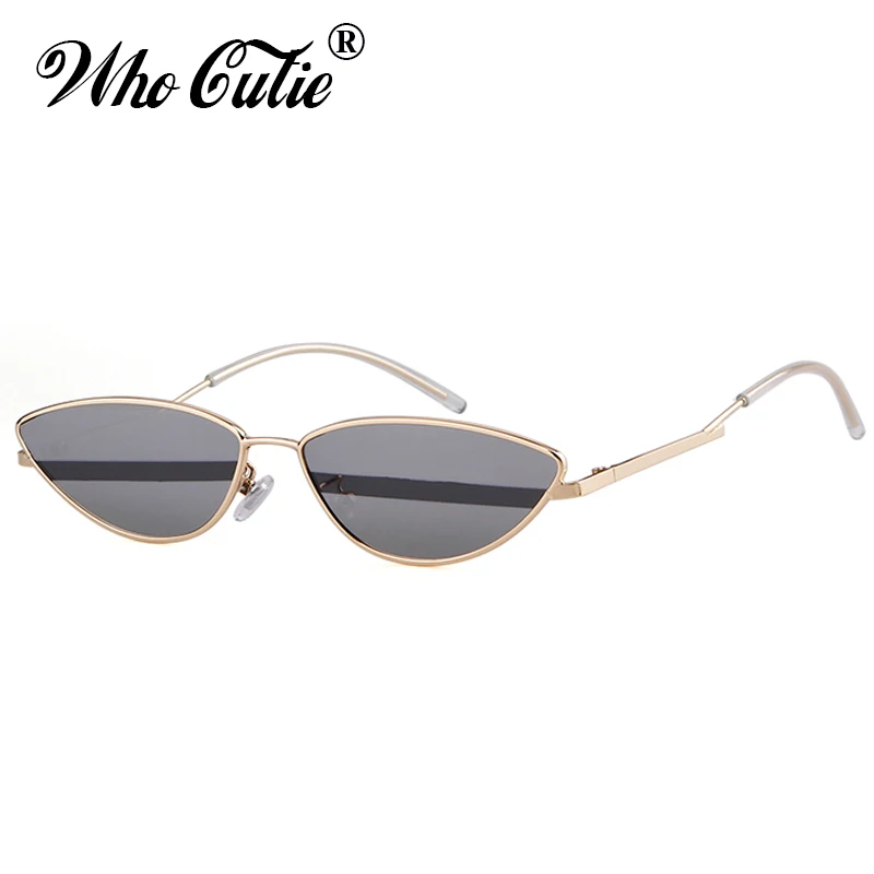 

WHO CUTIE Brand Designer Sunglasses Women 2018 High Quality Retro Vintage Tiny Slim Cat Eye Summer Sun Glasses Men Shades OM680