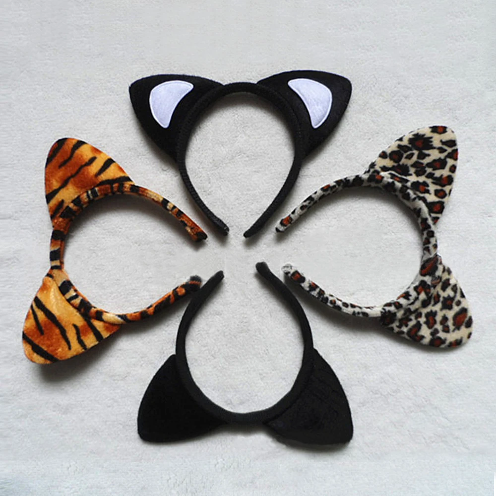 Для маленьких девочек кошачьи уши Тигр Леопард Лук Hairband детская лента для волос