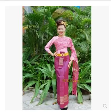 Дай одежда с длинным рукавом Таиланд традиционная одежда Таиланд ресторан и Отели прием - Цвет: Фиолетовый