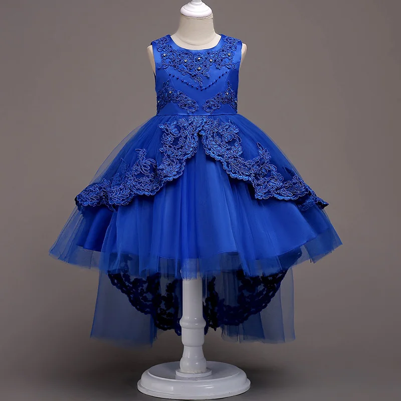 Детская одежда Вечерние Платья с цветочным рисунком для девочек, карнавальный костюм бальное платье для первого причастия vestidos de comunion - Цвет: blue