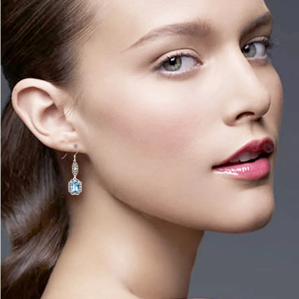 Серьги Szjinao в этническом стиле из серебра 925 пробы с аквамарином|earrings bridal|earrings