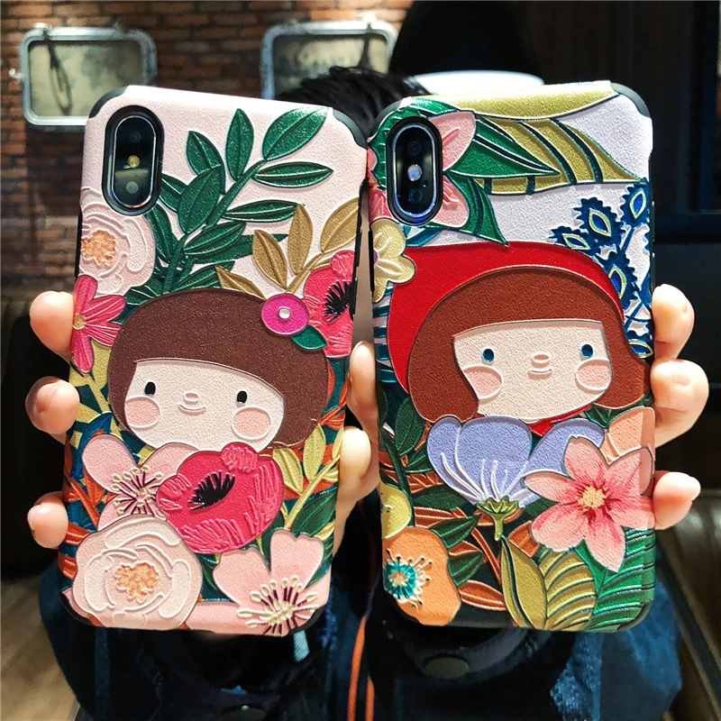 

3D cute Little fairy Case For iPhone X 8 7 6 6S Plus Blu-ray Drill For iPhone XS Max XR Xs Soft blue-ray soft Cases