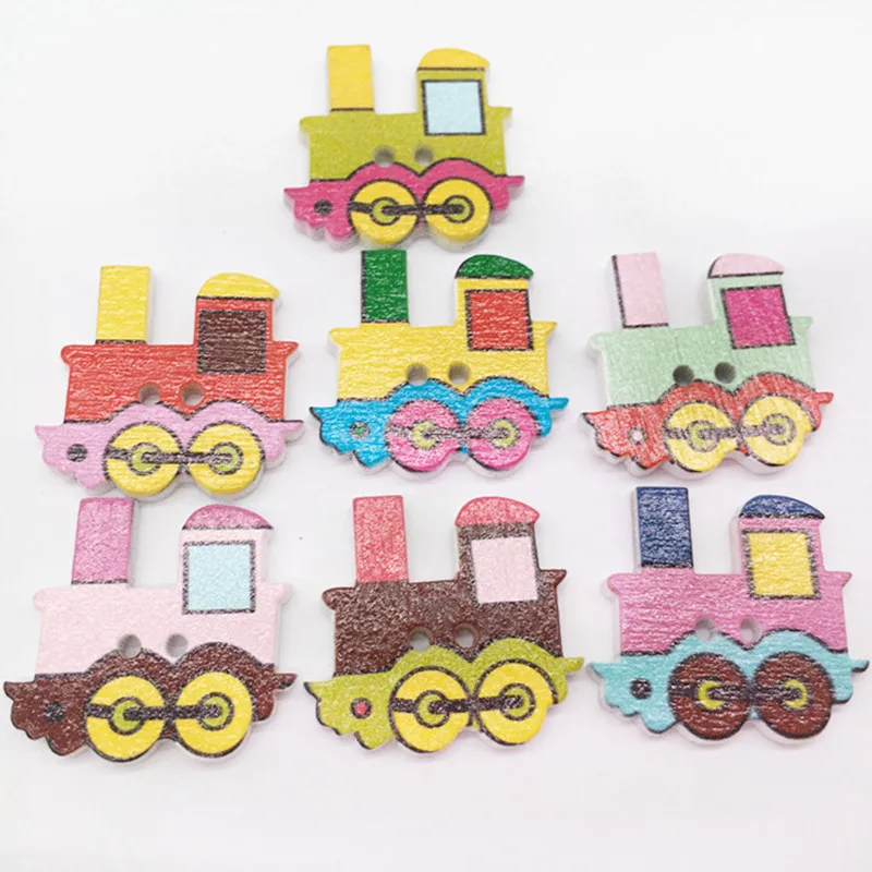 

50pcs/bag Mixed Colors Cartoon Wood Buttons Decorative Round Wood Buttons For Arts Crafts Decorations Collections & Sewings