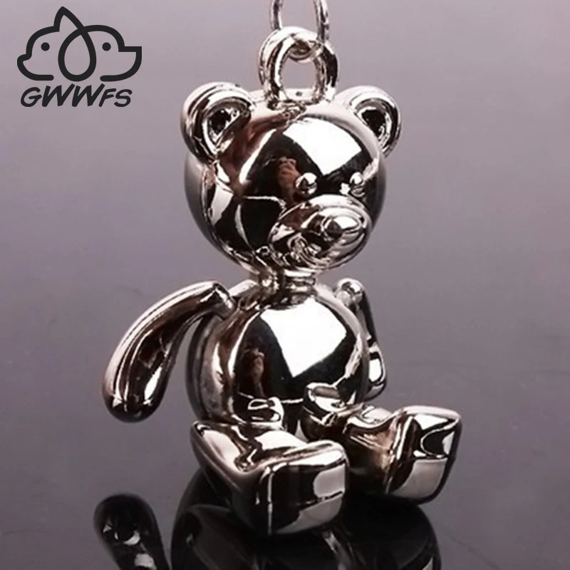 Плюшевый мишка брелок Gwwfs с кулоном для женщин и мужчин ключей из металлического
