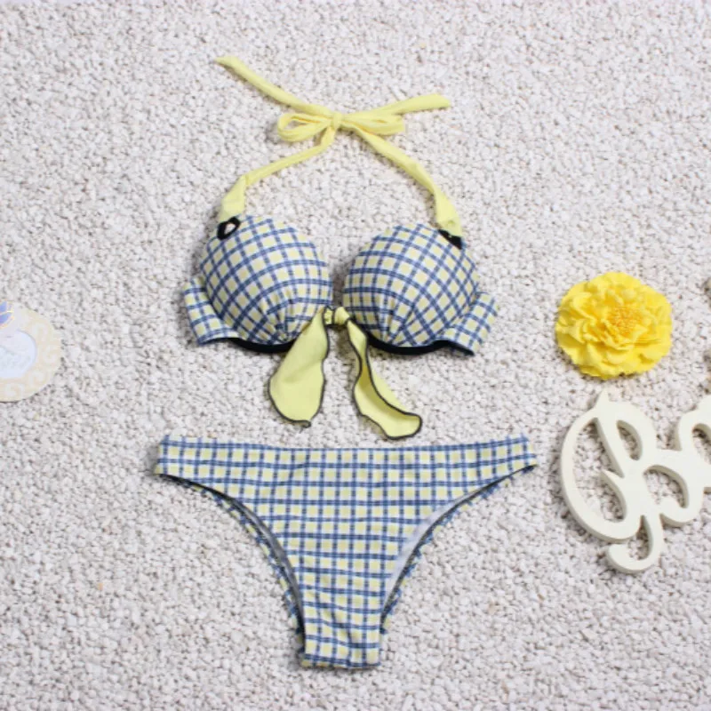 yellow checkered swimsuit