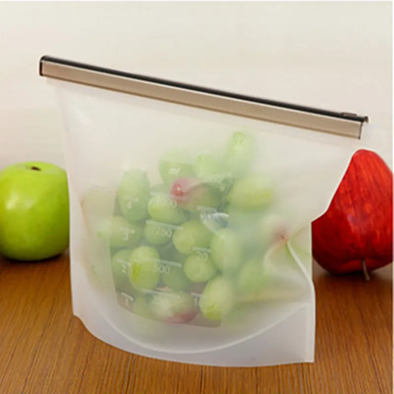 Кухонный герметичный Органайзер сумка многоразовая фруктовая растительная пища сумка для хранения холодильник герметичная емкость для заморозки контейнер для молока - Цвет: Transparent