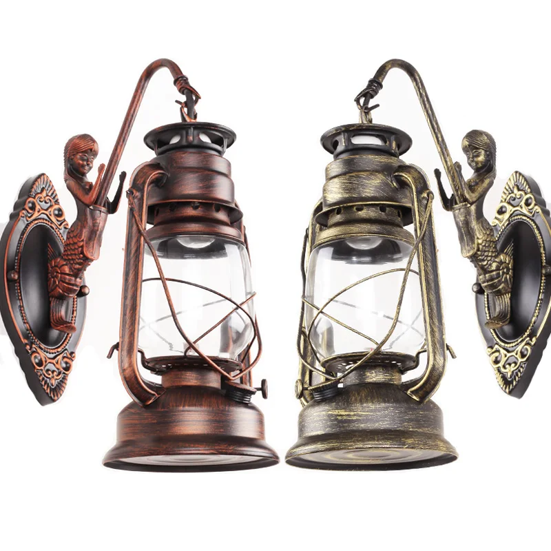 

Retro nostalgia antique lantern kerosene industrial wind Cafe Restaurant Outdoor Waterproof creative LED Wall Lamps FG235