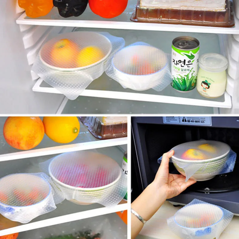 Food-Cover-Placemat-Multifunction-Kitchen-Helpers-Bowl-covers-Food-Preservation-Film-Wrap-Seal-4Pcs-Set-Silicone (2)