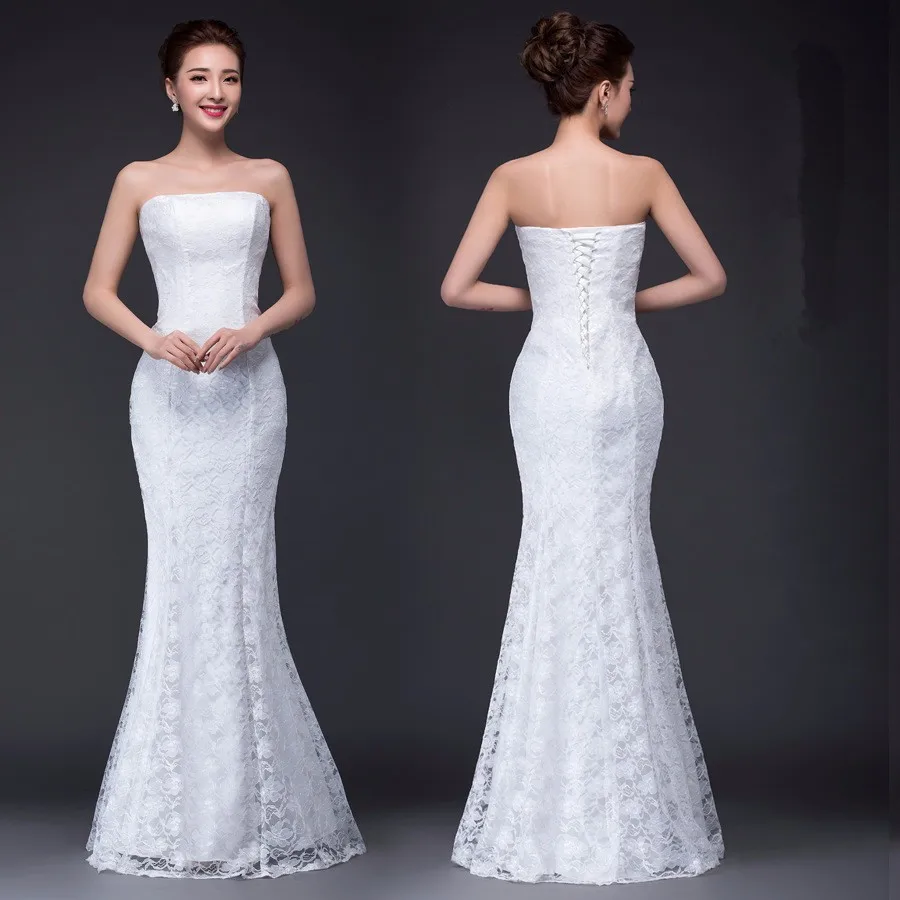 DM-2670Z#Spring summer new long Dresses white and red 2021 tail sexy slim bride violet toast suit wedding dress wholesale cheap red wedding dresses