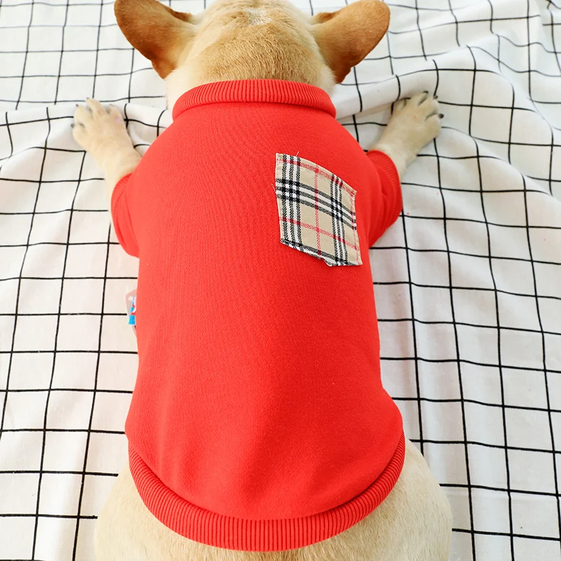 

French Bulldog Corgi Pug Dog Small And Medium Pet Clothing Spring Summer Comfortable British Style Round Neck Shirt Dog Cloth