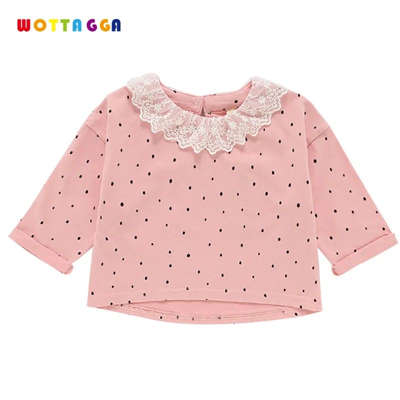 

WOTTAGGA 2019 Baby Kids Long Sleeve Blouse Princess Party Shirts for Girl with Spots Children Clothes Vestidos