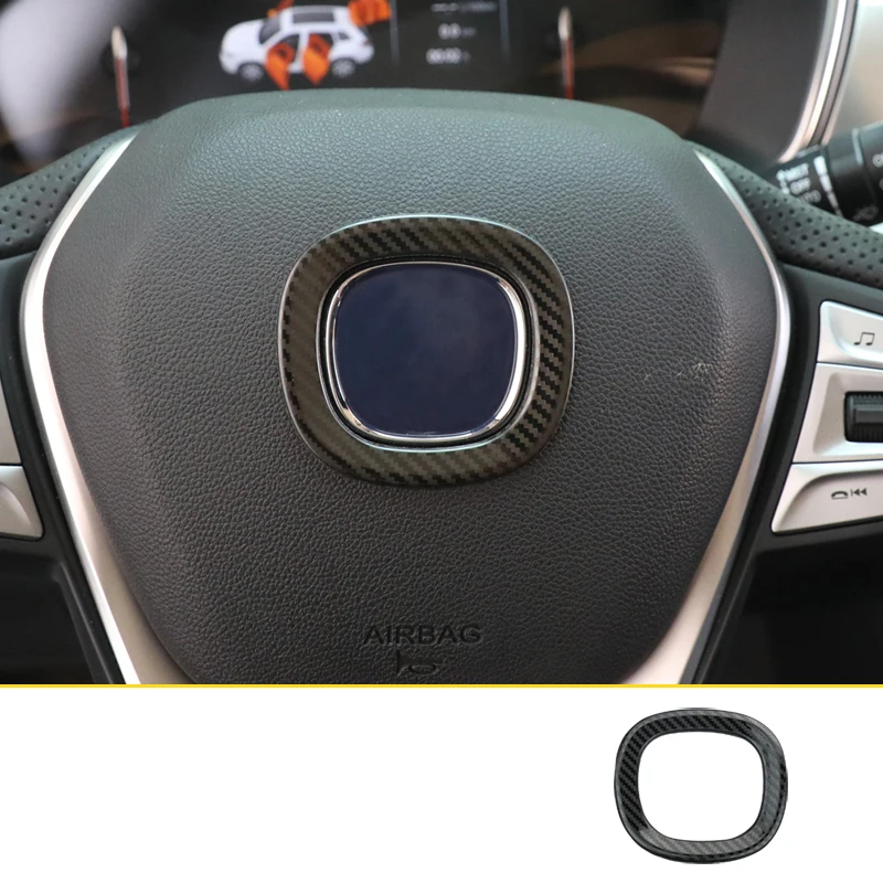 

lsrtw2017 carbon fiber black stainless steel car steering wheel logo trims decoration for changan cs75 2018 2019