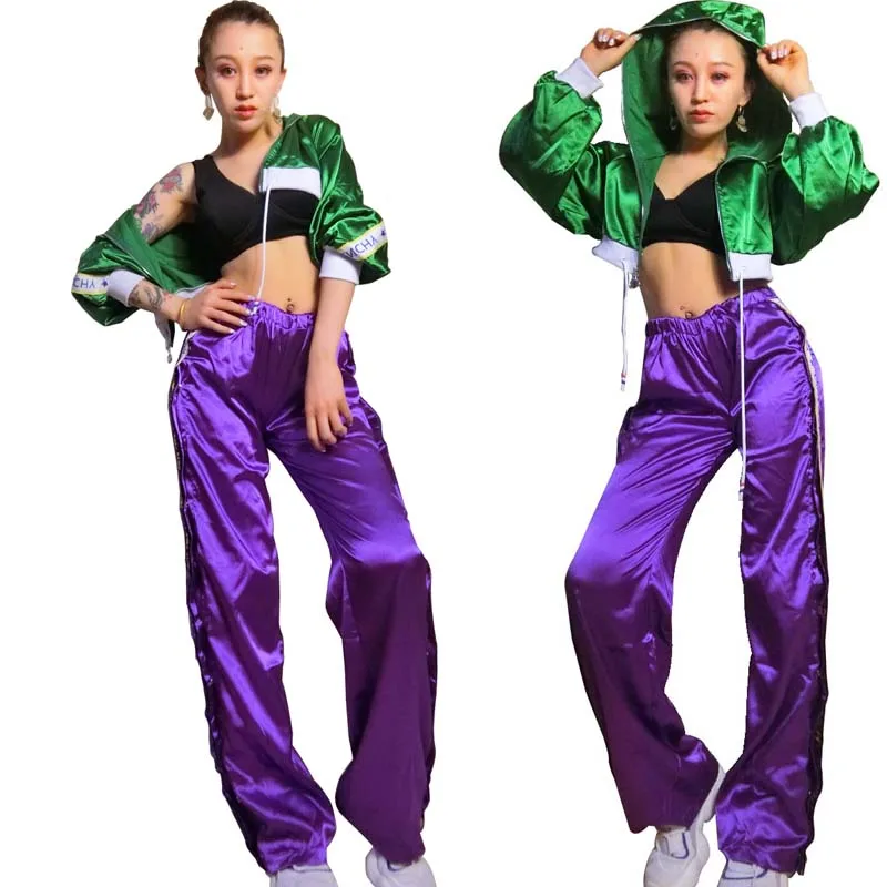 Hip Hop Dance Stage Dance Costume For Singer Jazz Dance Costumes Purple