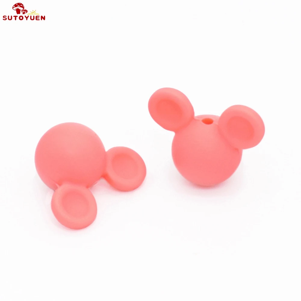 Watermelon Sutoyuen 10 шт. силиконовые бусины с рисунком Микки из мультфильма BPA, Детские Жевательные бусины для прорезывания зубов, ювелирные изделия для прорезывания зубов - Цвет: Watermelon