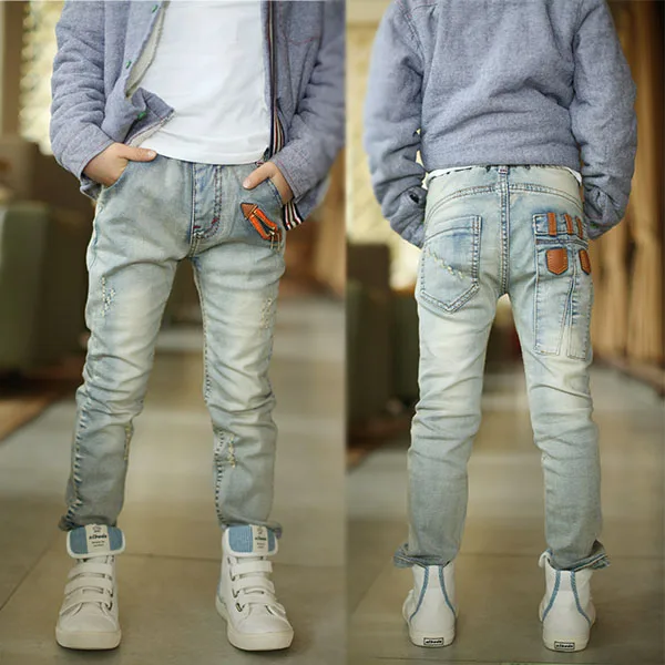

Children's clothing 2019 Spring and Autumn medium-large male child jeans,skinny pants light color boys jeans