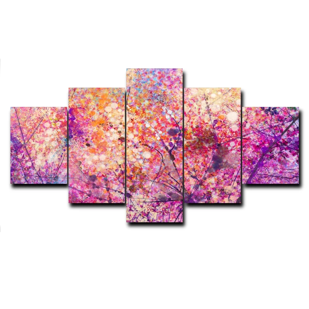 

Graffiti Flower 5 Panel Vintage Abstract Posters and Prints Wall Art Canvas Painting for Living Room Bedroom Wedding No Frame