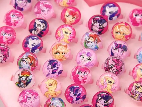 

Wholesale Jewelry 100pcs Cartoon mix unicorn horse Girls kids Children Ring Jewelry Gift K-226