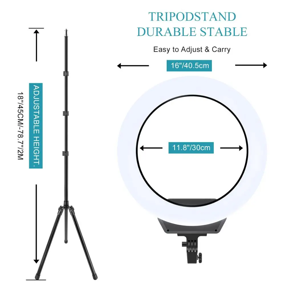 16 дюймов YouTube фотографии кольцевой светильник для телефона со светодиодами светильник фото стенд с дистанционным управлением по Bluetooth, кольцевая лампа с 200 см штатив монопод Аксессуары для фотостудий ВК