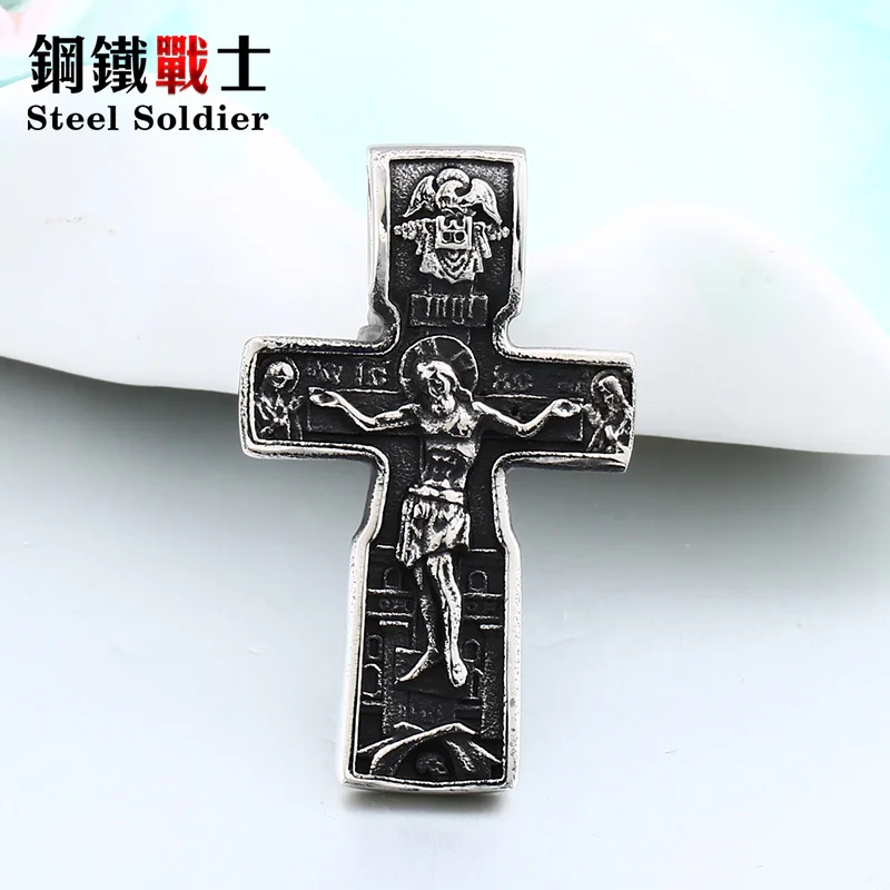 

Steel soldier Cross Jesus pendant&necklace punk statement stainless steel jewelry fashion chains trendy male gift