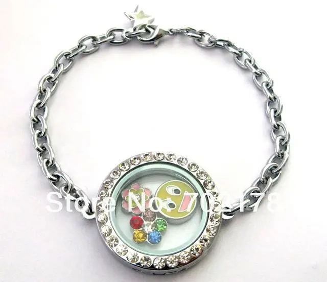 5pcs Magnetic Zinc Alloy Rhinestone 30mm Round Locket For Floating 5pcs Magnetic Zinc Alloy Rhinestone 30mm Round Locket For Floating Charm Bracelet End Product Love Note