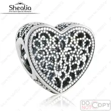 SHEALIA 2016 San Valentín Original de Plata de Ley 925 de Joyería de La Vendimia Llena de Romance Corazón Charms Beads Fit Pandora Pulsera