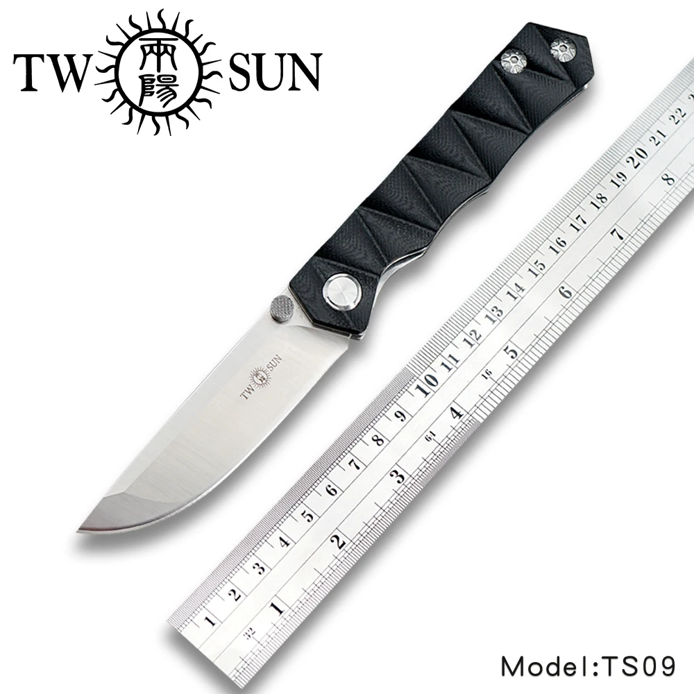 Comprar TWOSUN TS09 D2 cuchillo plegable cuchillo de bolsillo cuchillo táctico cuchillos de supervivencia caza camping herramienta al aire libre EDC G10