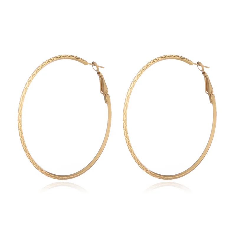 

Big Circle Hoop Earrings For Women Gold Color Alloy Round Female Earring Fashion Wedding Party Ear Jewelry Brincos 2018