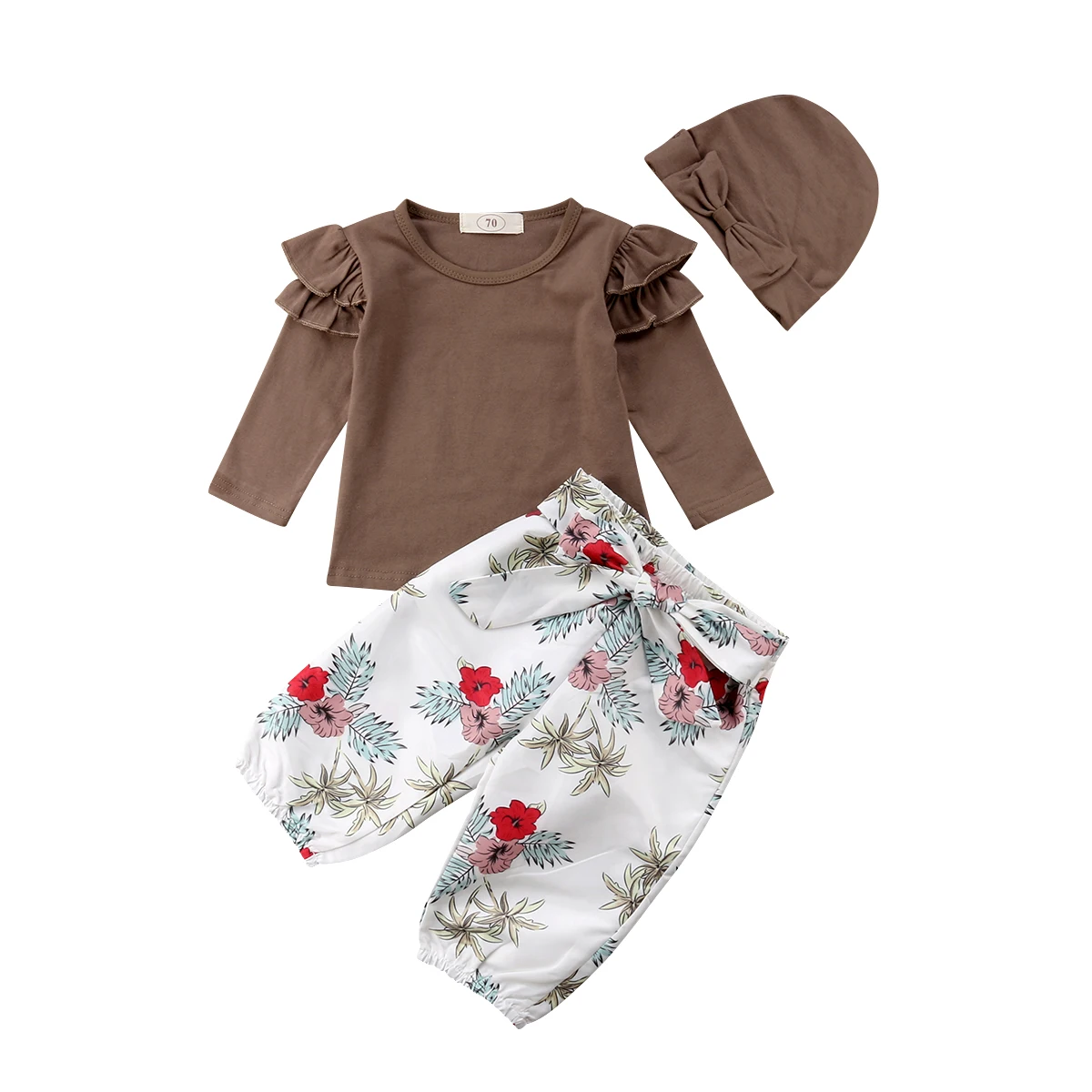 Emmababy 3PCS Newborn Infant Baby Girl Long Sleeve Tops T shirt Floral